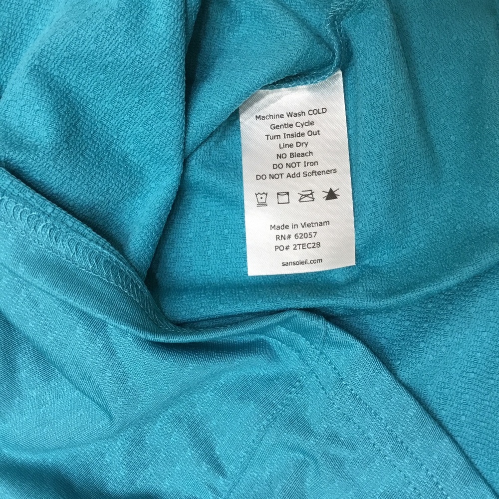 SanSoleil Women's Long Sleeve Top Small 1/4 Zip Teal Pullover - Picture 4 of 6